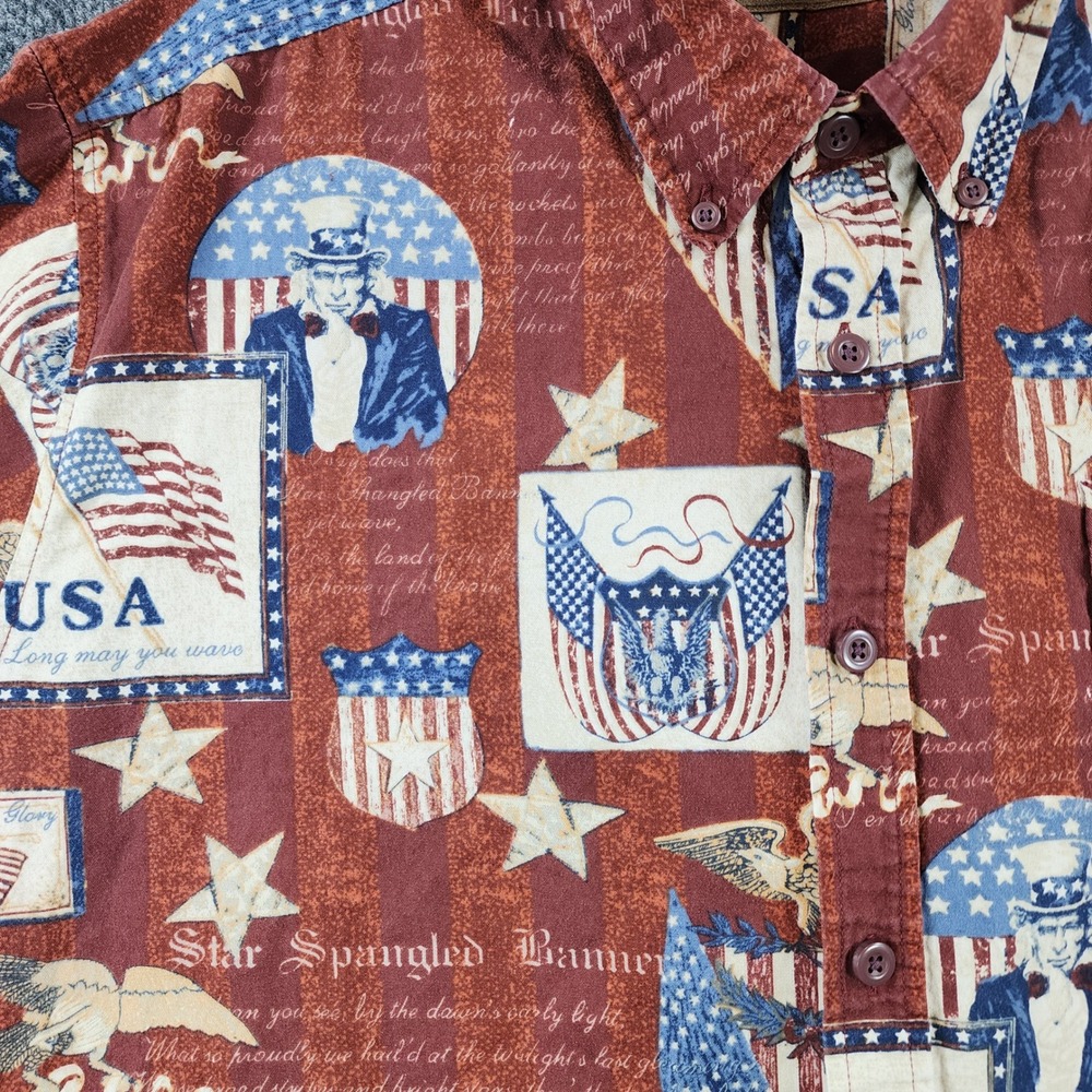 Clearwater‎ Outfitters Men Y2K Patriotic Americana USA Flag Shirt Size XXL - Picture 3 of 9